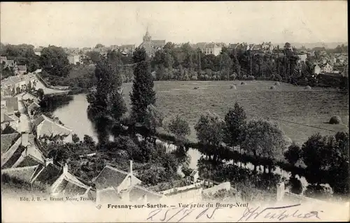 Ak Fresnay sur Sarthe, Vue prise du Bourg Neuf