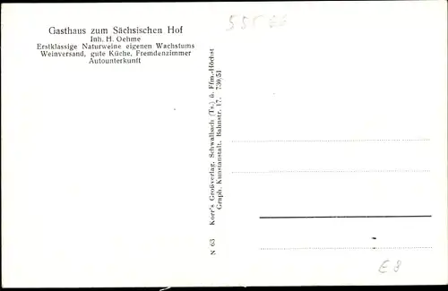 Ak Steinhardt Bad Sobernheim an der Nahe, Panorama, Gasthaus zum Sächsischen Hof