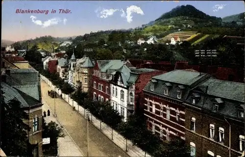 Ak Blankenburg in Thüringen, Straßenpartie, Blick auf Ortschaft und Umgebung