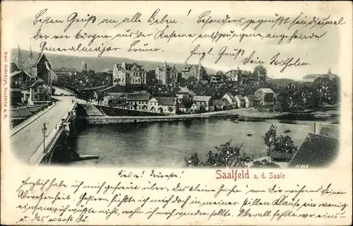 Ak Saalfeld an der Saale Thüringen, Stadtbild, Brücke