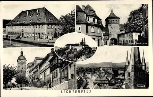 Ak Lichtenfels im Obermainland Oberfranken, Stadtturm, Kronacherstraße, Rathaus, Schloss, Totale