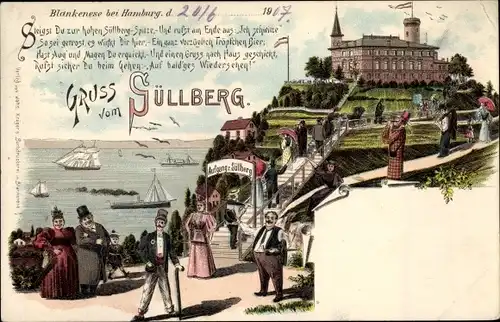 Litho Hamburg Altona Blankenese, Süllberg, Gasthaus