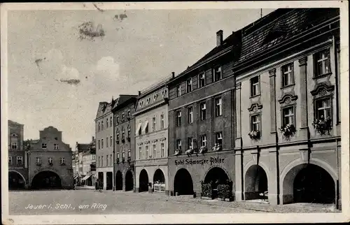 Ak Jawor Jauer Schlesien, Partie am Ring, Hotel schwarzer Adler