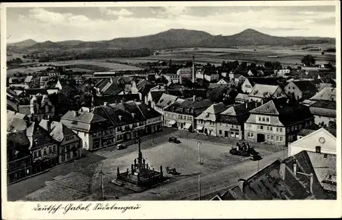 Ak Jablonné v Podještědí Deutsch Gabel Region Reichenberg, Blick auf den Ort, Marktplatz