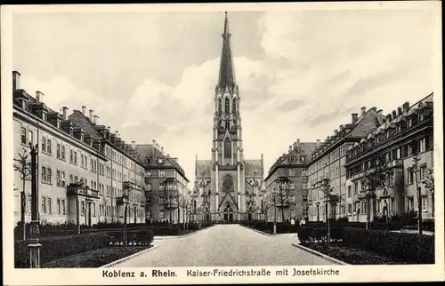 Ak Koblenz am Rhein, Kaiser Friedrich Straße mit Josefskirche