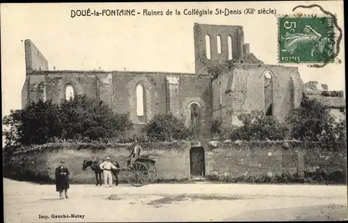 Ak Doué la Fontaine Maine et Loire, Ruines de la Collegiale St Denis