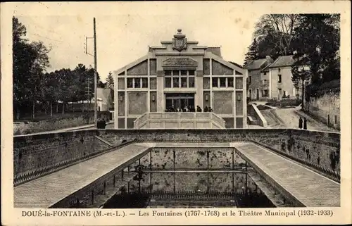 Ak Doué la Fontaine Maine et Loire, Les Fontaines, Theatre Municipal