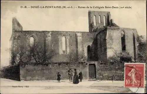 Ak Doué la Fontaine Maine et Loire, Ruines de la Collegiale Saint Denis
