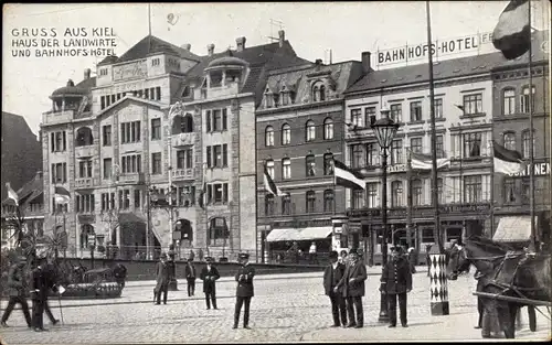 Ak Kiel in Schleswig Holstein, Bahnhofs Hotel, Haus der Landwirte