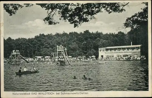 Ak Schmannewitz Dahlen in Sachsen, Naturbad Waldbad, Dahlener Heide, Wasserrutsche