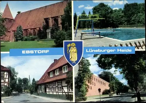 Ak Ebstorf in der Lüneburger Heide, Kirche, Freibad, Straßenpartie