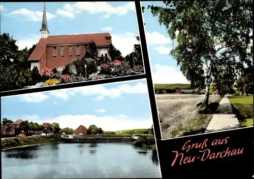 Ak Neu Darchau an der Elbe, Kirche, Wegpartie