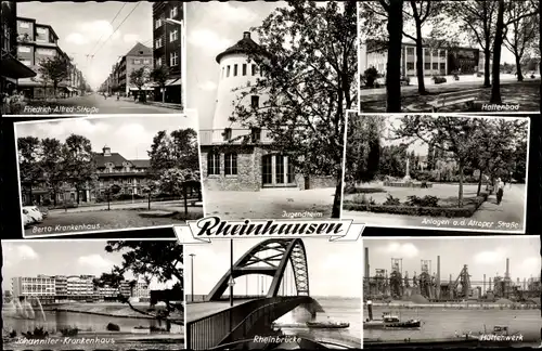 Ak Rheinhausen Duisburg Nordrhein Westfalen, Jugendheim, Rheinbrücke, Hüttenwerk