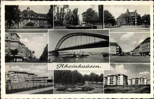 Ak Rheinhausen Duisburg Nordrhein Westfalen, Rheinbrücke, Wohnhäuser, Gartenanlagen