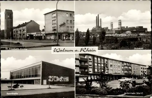 Ak Walsum Duisburg im Ruhrgebiet, Sankt Elisabeth-Kirche, Sporthalle, Schacht