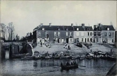 Ak Isigny sur Mer Calvados, La Gale aux Mont, bateaux