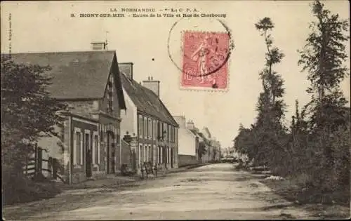 Ak Isigny sur Mer Calvados, Entrée de la Ville, Rue de Cherbourg