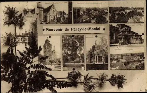 Ak Paray le Monial Saône et Loire, Stadtbilder, Souvenir