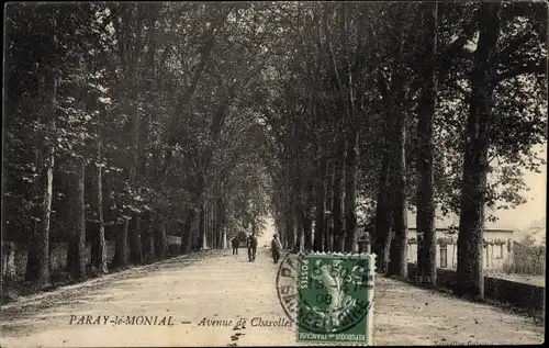 Ak Paray le Monial Saône et Loire, Avenue de Charolles