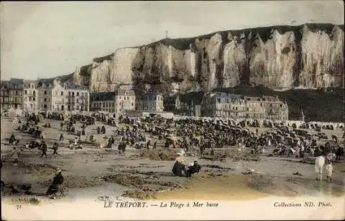 Ak Le Treport Seine Maritime, La Plage a Mer basse