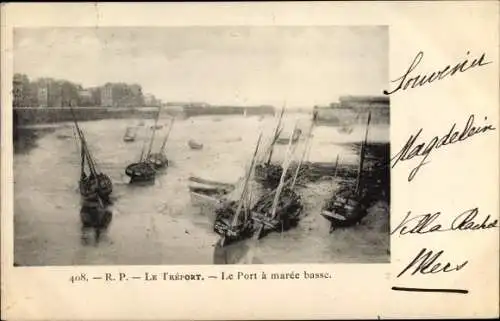 Ak Le Treport Seine Maritime, Le Port a maree basse