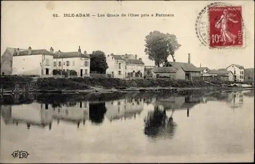 Ak L'Isle Adam Val d’Oise, Les Quais de l'Oise pris a Parmain