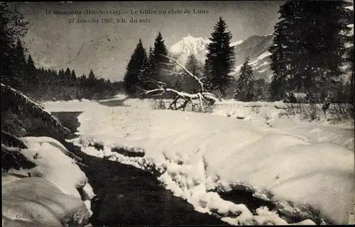 Ak Samoëns Haute Savoie, Le Giflee au clair de Lune, 27 Janvier 1907