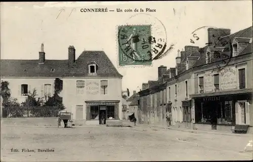 Ak Connerré Sarthe, Un coin de la Place