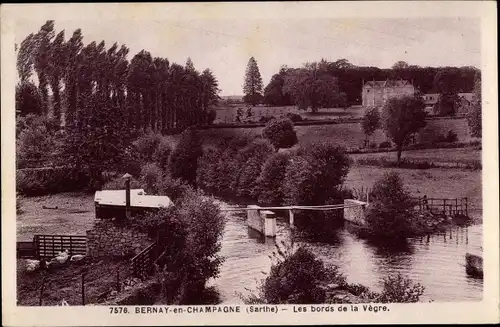 Ak Bernay en Champagne Sarthe, Les bords de la Vegre