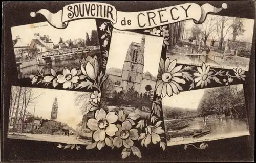 Ak Crecy en Brie Seine et Marne, Ortsansichten, Kirche, Brücke