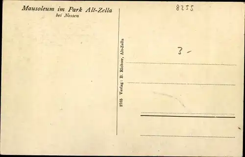Ak Alt Zella Nossen in Sachsen, Mausoleum im Park