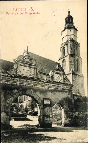Ak Kamenz Sachsen, Portal an der Hauptkirche