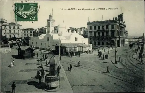 Ak Algier Alger Algerien, La Mosquee et le Palais Consulaire