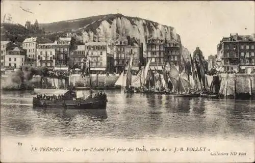 Ak Le Treport Seine Maritime, Vue sur l'Avant Port prise des Docks, sortie du J. B. Pollet