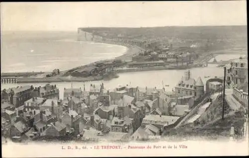 Ak Le Treport Seine Maritime, Panorama du Port et de la Ville