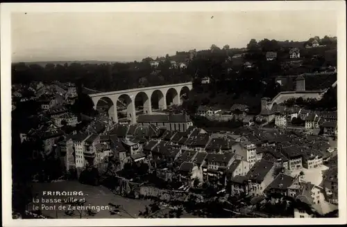 Ak Fribourg Freiburg Stadt Schweiz, La basse ville et le Pont de Zaehringen