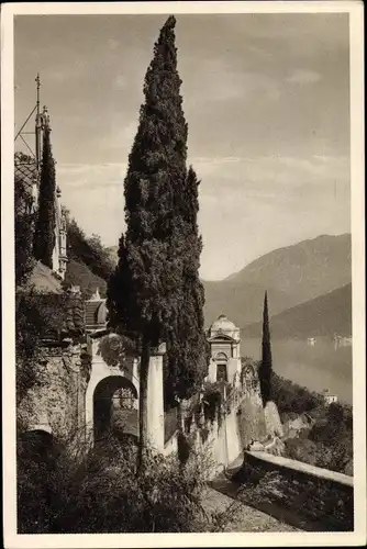 Ak Morcote Lago di Lugano Kanton Tessin, Blick auf den Ort