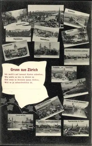 Ak Zürich Stadt Schweiz, Bahnhofstraße, Technikum, Paradeplatz