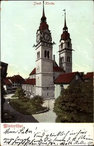 Ak Winterthur Kt Zürich Schweiz, Stadt Kirche
