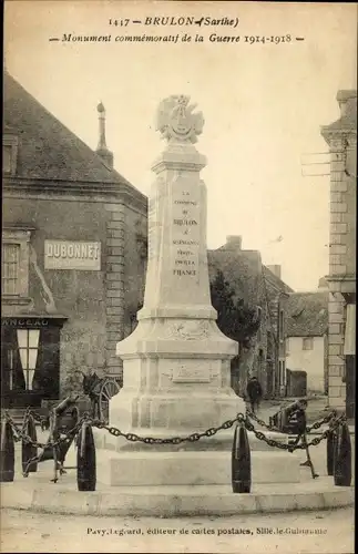 Ak Brûlon Sarthe, Monument commemoratif de la Guerre 1914-1918