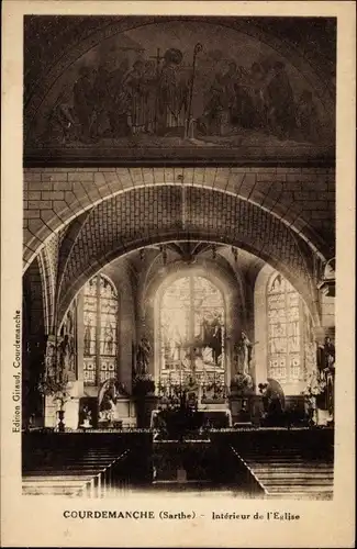 Ak Courdemanche Sarthe, Interieur de l'Eglise