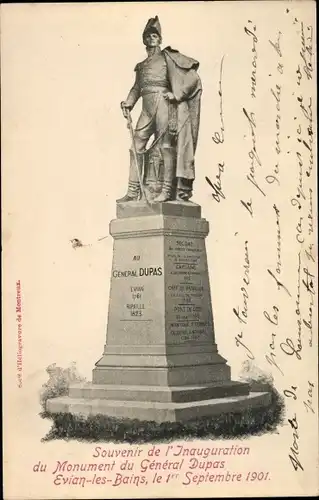 Ak Évian les Bains Haute Savoie, Monument du Général Dupas