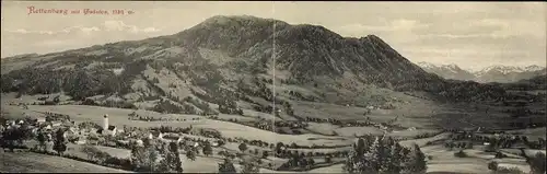 Klapp Ak Rettenberg im Allgäu, Panorama mit Grünten
