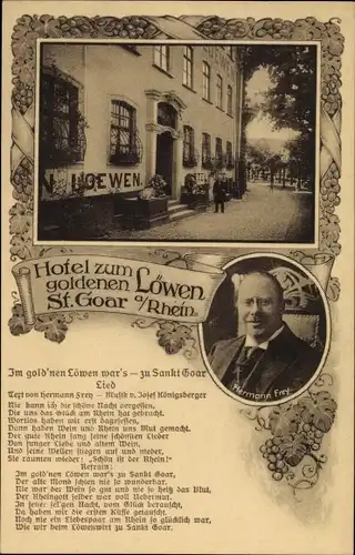 Lied Ak St. Goar am Rhein, Hotel zum Goldenen Löwen, Hermann Frey