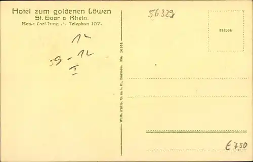 Lied Ak St. Goar am Rhein, Hotel zum Goldenen Löwen, Hermann Frey