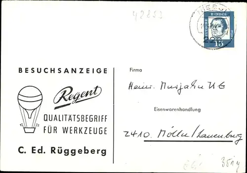 Ak Remscheid im Bergischen Land, C. Ed. Rüggeberg, Werkzeuge, Heissluftballon