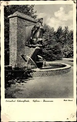Ak Ostseebad Eckernförde, Gefionbrunnen
