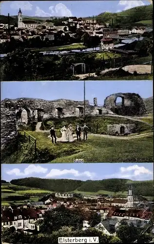 Ak Elsterberg an der Weißen Elster Vogtland, Gesamtansicht, Ruine