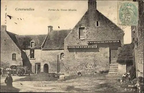 Ak Courseulles sur Mer Calvados, Ferme du Vieux Moulin, vaches