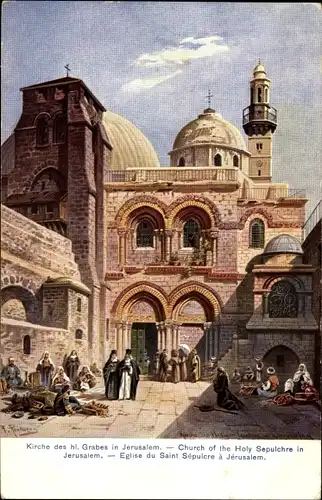 Künstler Ak Perlberg, F., Jerusalem Israel, Kirche des heiligen Grabes
